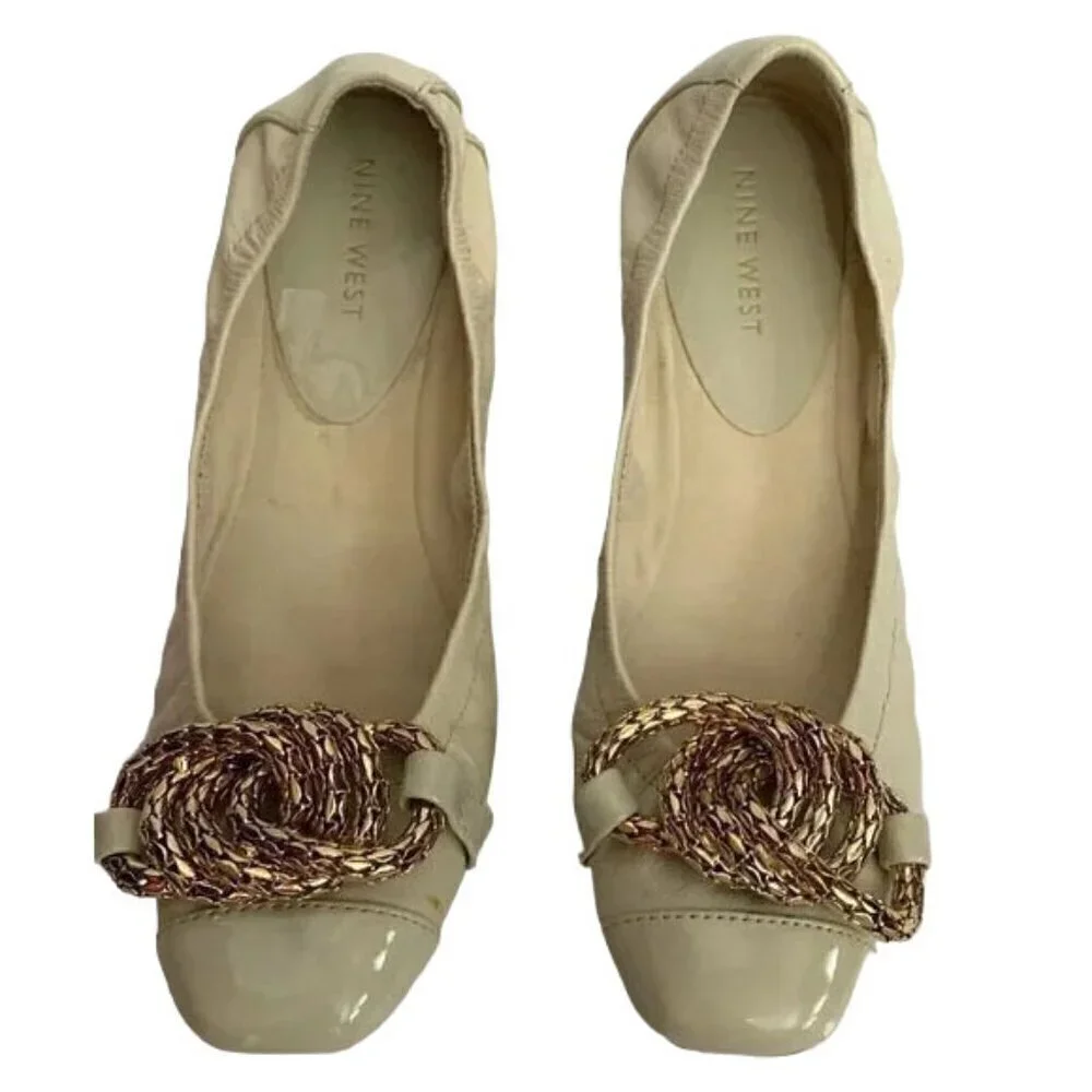 Nine West Cream Leather Flats - Size 5.5